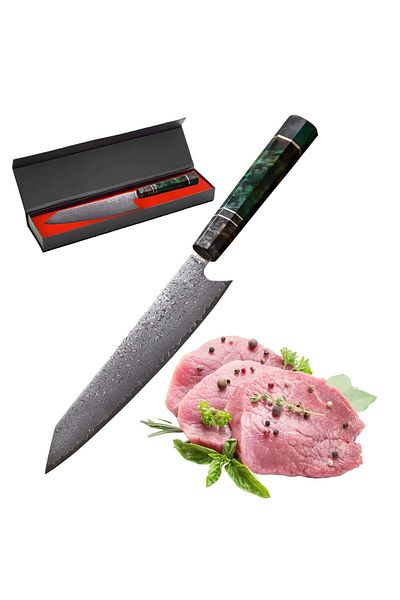 Köken Koken Professional Japanese Knife 67-layer Damascus Steel, High-carbon Blade, Handmade Epoxy Handle
