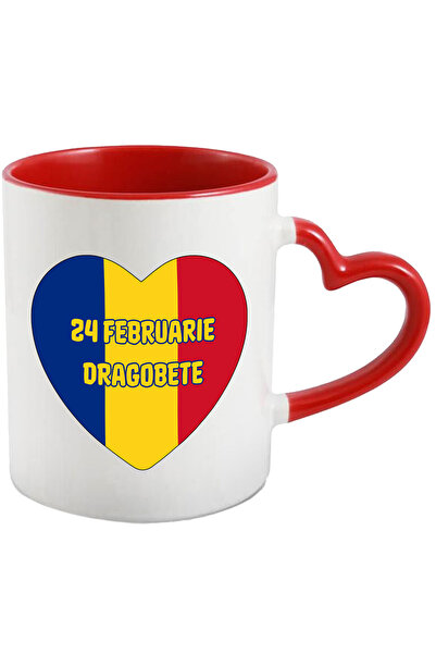 StoryGift Romania Cana 24 Februarie Dragobete Inima Steag Romania , 330ml, Ce...