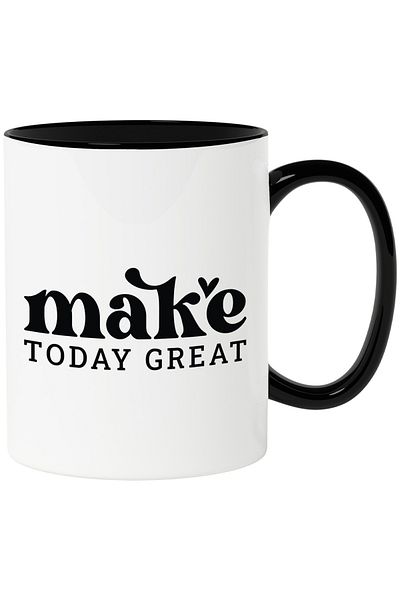StoryGift Romania Heart-shaped mug that encourages you to make today great with Black Handle, With Handle