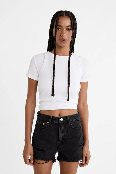 soBasic Ripped denim shorts