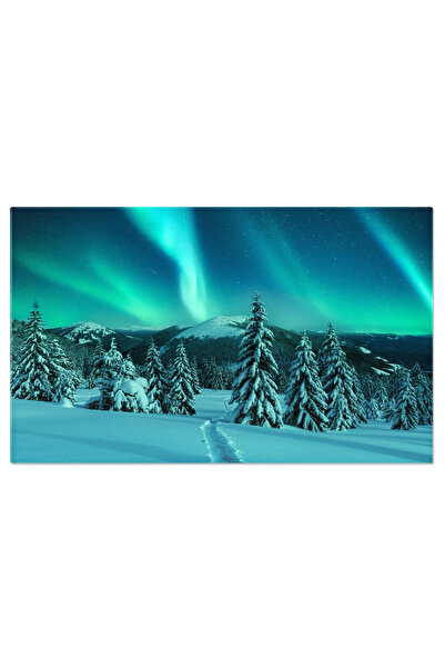 StoryGift Romania Tablou Canvas Dansul Luminilor Nordului In Padurea De Iarna...