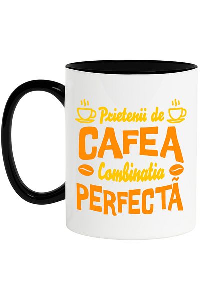 StoryGift Romania Coffee Friends Mug, Perfect Love Combination, 330ml, Ceramic with Handle, With