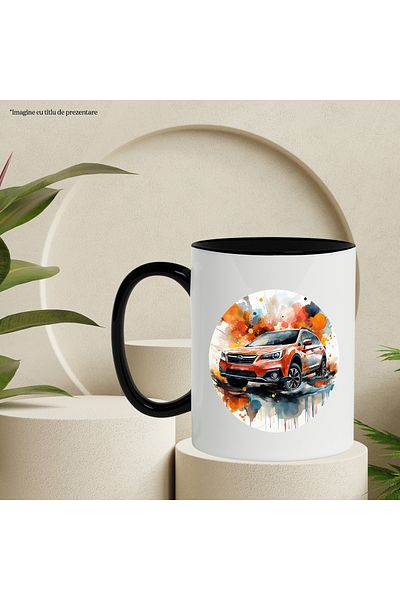 StoryGift Romania Mug With Car, Circle, Polka Dots, Paint, Wheels, Brand, Multicolor 330 ml, Ceramic c, With