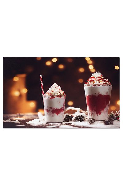 StoryGift Romania Tablou Canvas Milkshake De Craciun In Sticla Cu Frisca Deasupra Deliciu Rustic Si Cremos