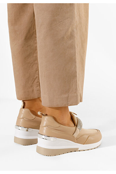 B T Shoes Khaki dámské tenisky na klínku Rubica