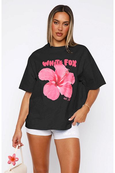 The Champ Clothing Дамска тениска с принт на цвете от хибискус, Wf, ежедневна и удобна кройка