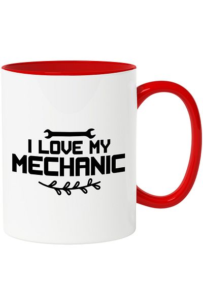 StoryGift Romania Mug for a woman who loves her mechanic with Red Handle, With Red Handle STG, STG