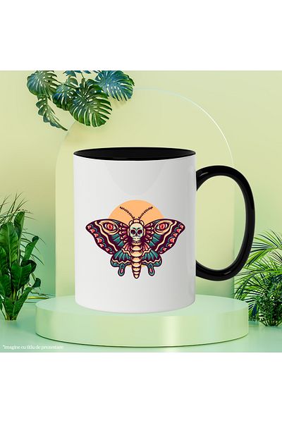 StoryGift Romania Cana Cu Soare, Molie, Aripi, Ochi, Craniu, Dinti, Insecta, Multicolor 330 Ml, Ce, Cu ,stg