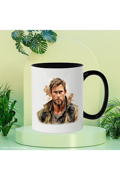 StoryGift Romania Mug With Chris Hemsworth, Famous Actor, Movies, Hollywood, Multicolor 330 ml, Wax, With ,STG
