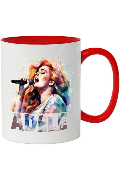StoryGift Romania Mug With Adele, Microphone, Music, Song, Artist, Celebrity, Multicolor 330 ml, Wax, With
