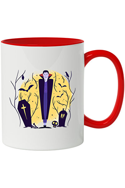 StoryGift Romania Mug With Vampire, Horror, Halloween, Cemetery, Bats, Multic...