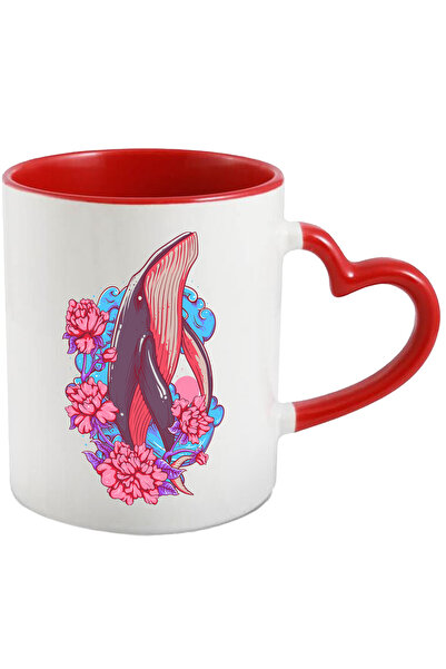 StoryGift Romania Cana Cu Balena, Flori, Val, Frunze, Multicolor 330 Ml, Cera...