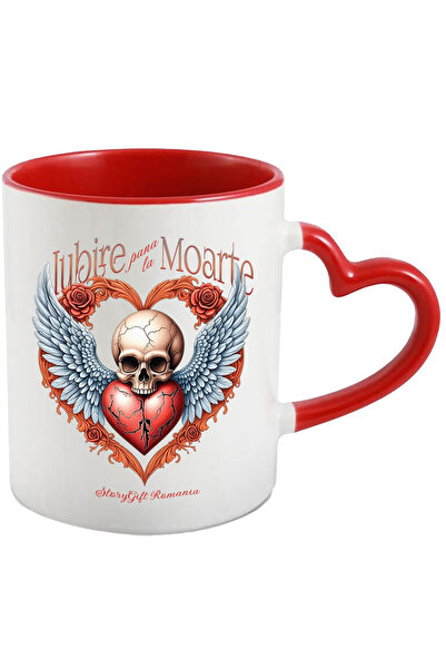 StoryGift Romania Cana Craniu Cu Aripi Inima Franta Iubire Pana Moarte, 330ml...