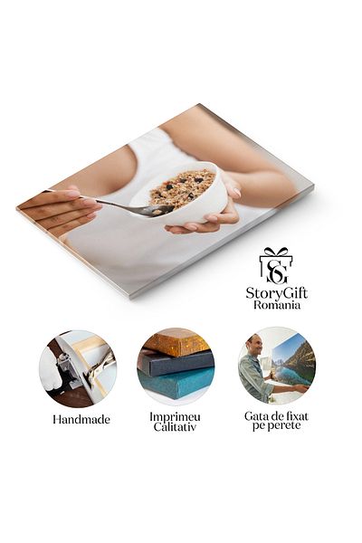 StoryGift Romania Tablou Canvas - Mic Dejun Sanatos: Ovaz, Fructe, Nutritie Echilibrata