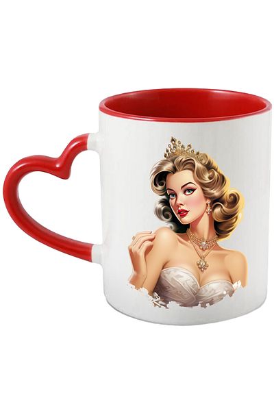 StoryGift Romania Mug with a beautiful woman | illustration | queen | crown | white dress | jewel, With ,STG