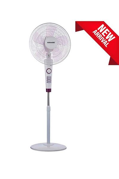 sonashi 16 Inch Stand Fan With 3 Speeds | Low Noise Motor With Oscillation Function | Height Adjustable Desi