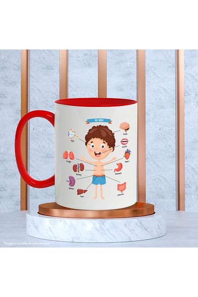 StoryGift Romania Mug With Message In English My Body, My Body, Diagram, Anatomy, Organs, Multic, With, STG