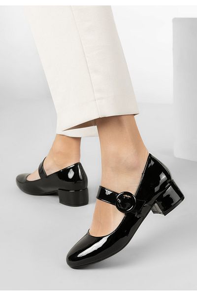 B T Shoes Adevana Black Low Heel Shoes
