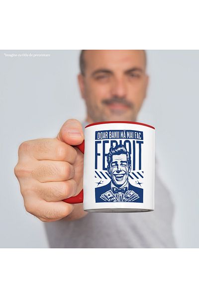 StoryGift Romania Mug only money makes me happy fortune happy man, 330ml, Ceramic with Ro Handle, With