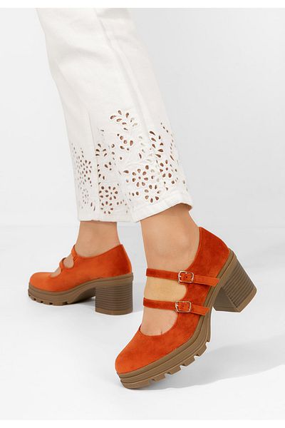 B T Shoes Pantofi Cu Toc Gros Dollysa Portocalii