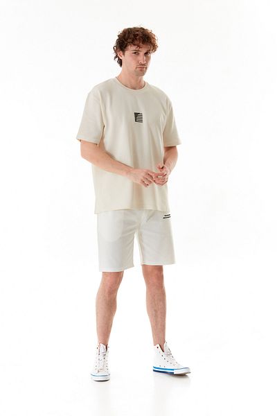 Fulla Moda Basic Embossed Printed Thick Combed Oversize T-Shirt