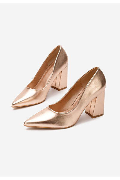 B T Shoes Nashia Champagne Chunky Heel Shoes