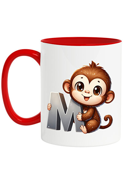 StoryGift Romania Mug with monkey with the letter "M", illustration, for chil...