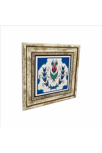 Sadrazam Tablou din piatră naturală imprimată cu model de țiglă otomană iznik (25 X 25 KD-36)