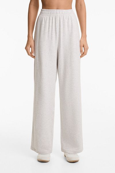 Oysho Rib detail wide-leg trousers with cotton and modal