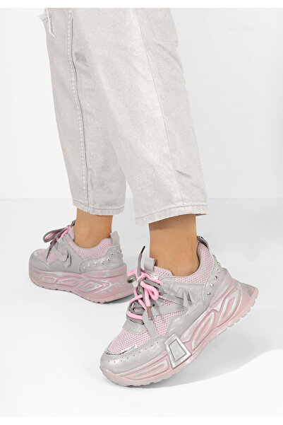 B T Shoes Růžové dámské tenisky na klínku Kateryne