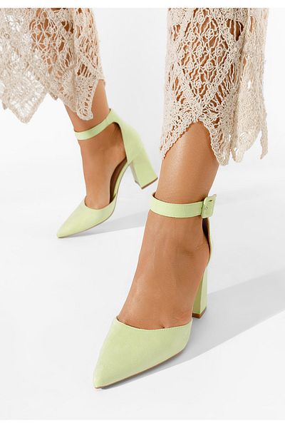 B T Shoes Freya Lime Chunky Heel Shoes