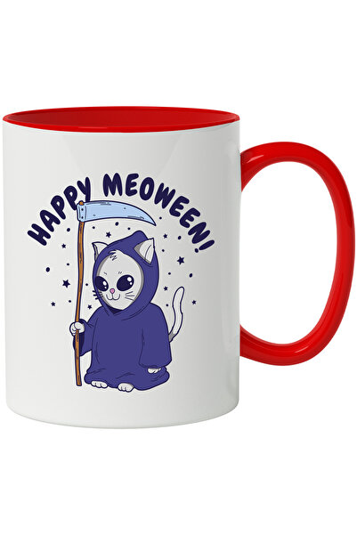 StoryGift Romania Cana Cu Mesaj Happy Meoween, Pisica, Coasa, Stele, Costum, Multicolor 330 Ml, Ce, Cu ,stg