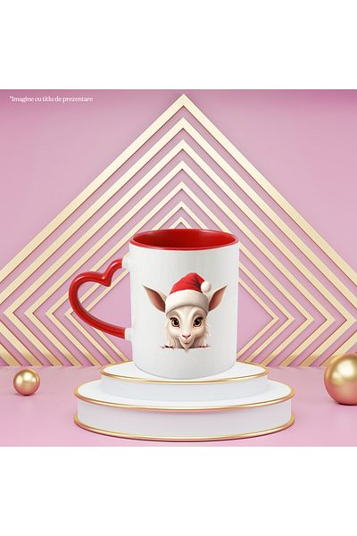 StoryGift Romania Mug with a kid wearing a Christmas hat | illustration | holiday | ve, Cu ,STG