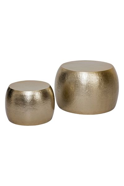 Atmosphera 2-Piece Issam Gilded Round Coffee Table 52 x 77 x 77 cm