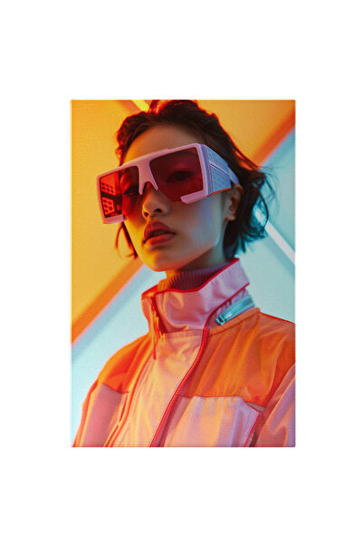 StoryGift Romania Tablou Canvas Asiatica Cu Ochelari Si Parul Prins In Pulove...