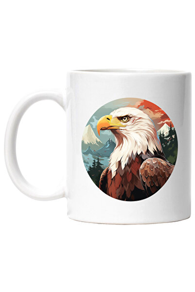 StoryGift Romania Cana Cu Vultur, Pasare, Munte, Padure, Apus, Cer, Nori, Multicolor 330 Ml, Ceram, Cu ,stg