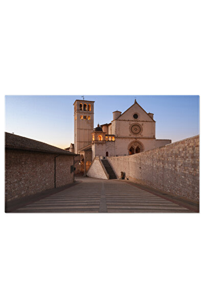 StoryGift Romania Tablou Canvas: Biserica In Assisi, Crepuscul Si Istorie, Arhitectura Italiana