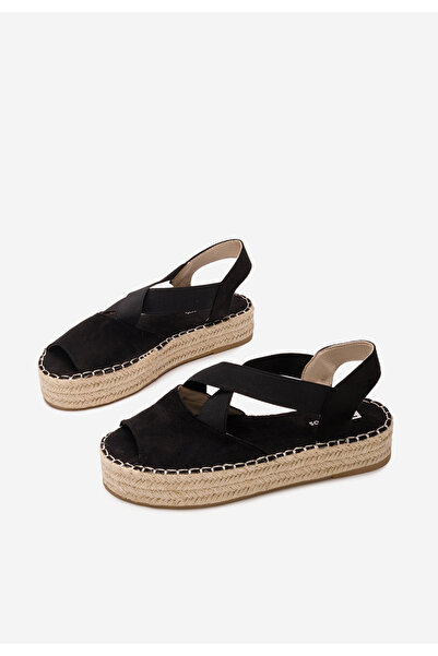 B T Shoes Černé sandály espadrilky Nola