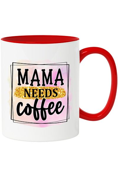 StoryGift Romania Mug with the message "Mama needs coffee", illustration, mom, needs coffee, trea, With ,STG