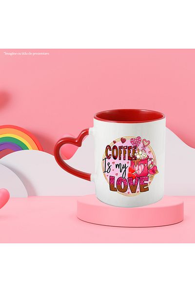 StoryGift Romania Mug with the message "Coffee is my love", love, cup of coffee, whipped cream, Valentine', With ,STG.