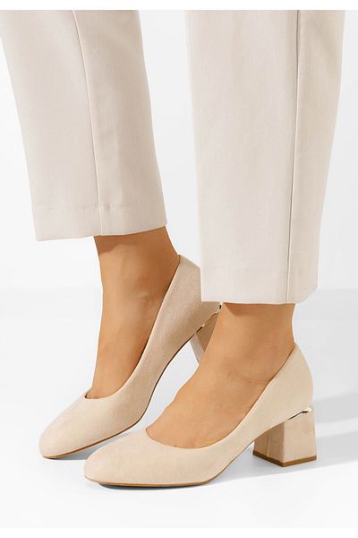 B T Shoes Cabrilla V4 Beige Chunky Heel Shoes