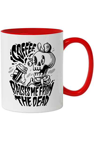 StoryGift Romania Cana Cu Mesaj Coffee Raises Me From The Dead, Cafea, Schelet, Multicolor 330 Ml,, Cu ,stg