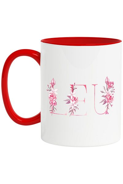 StoryGift Romania Mug With The Name Leo, Floral, Colorful, Creative, Beautiful, Unique, 330ml, Ceramic with , With