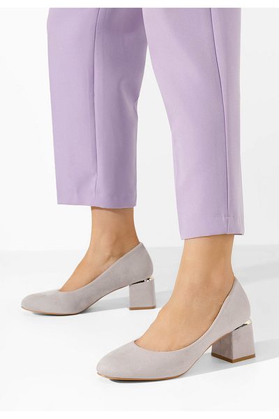 B T Shoes Cabrilla V4 Grey Chunky Heel Shoes