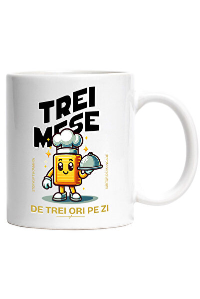 StoryGift Romania Cana Bucatar Cheff Trei Mese De Trei Ori Pe Zi , 330ml, Cer...