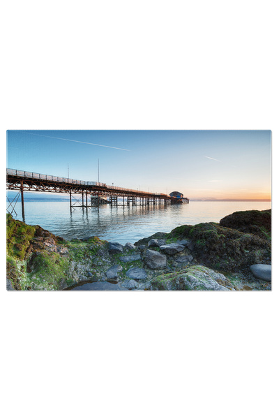 StoryGift Romania Tablou Canvas Digul Mumbles, Tara Galilor, Peisaj Marin, Mu...