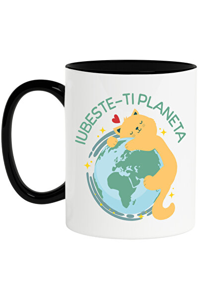 StoryGift Romania Cana Cu Pisica Galbena Imbratisare Planeta Pamant Text Iube...