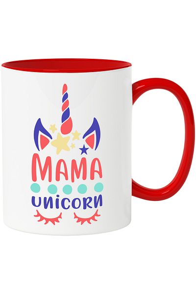 StoryGift Romania Mug with the text "Unicorn Mom" ​​- fantastic creature with Red Handle, With Red Handle STG