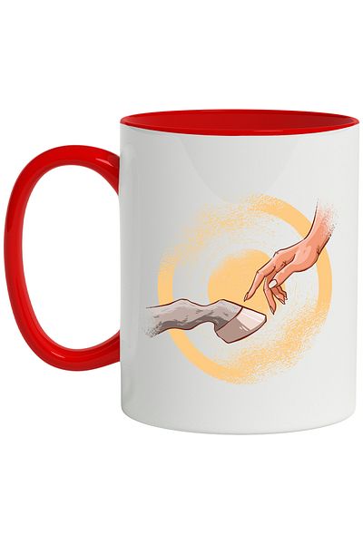 StoryGift Romania Mug with Hand, Hoof, Animal, Friendship, Circle, Multicolor 330 ml, Ceramic with Ma, With