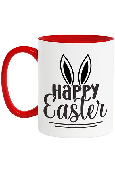 StoryGift Romania Mug with rabbit ears and the wish "Happy Easter" - Happy Easter! with Mane, With